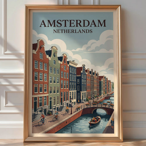 Amsterdam Canal Poster – Dutch Architecture Print — room-portrait