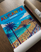 Alicante Postiguet Beach Poster – Retro Wall Art Print — barakaya-flatlay