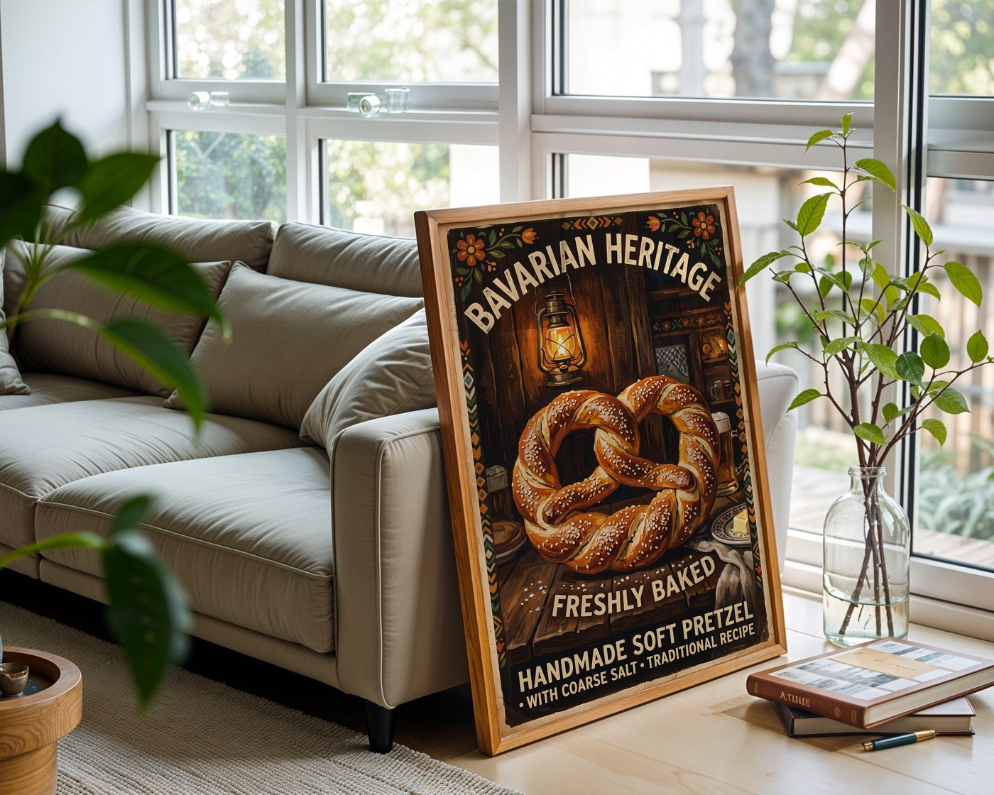 Bavarian Pretzel Poster – Rustic Culinary Kitchen Wall Art — frame-426
