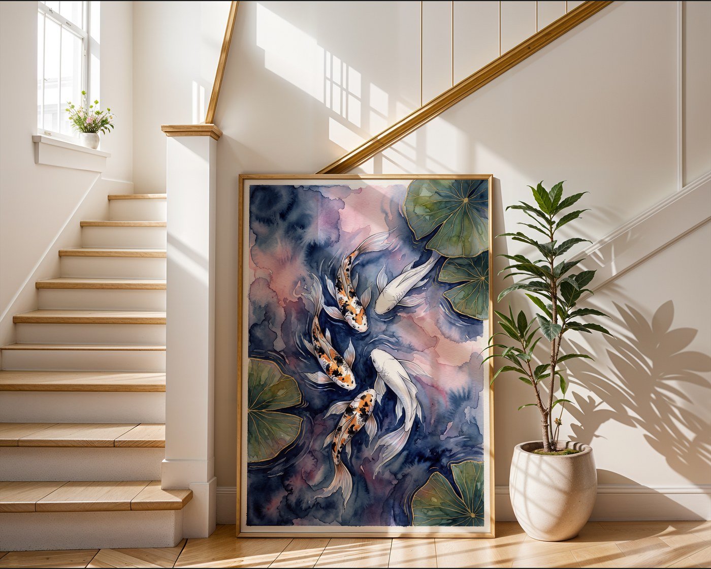 Blush Indigo Koi Poster – Ethereal Wall Art Print — frame-267