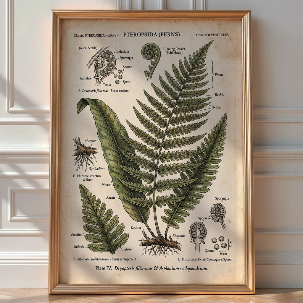 Victorian Fern Study Poster – Scientific Botanical Wall Art Print — room-portrait