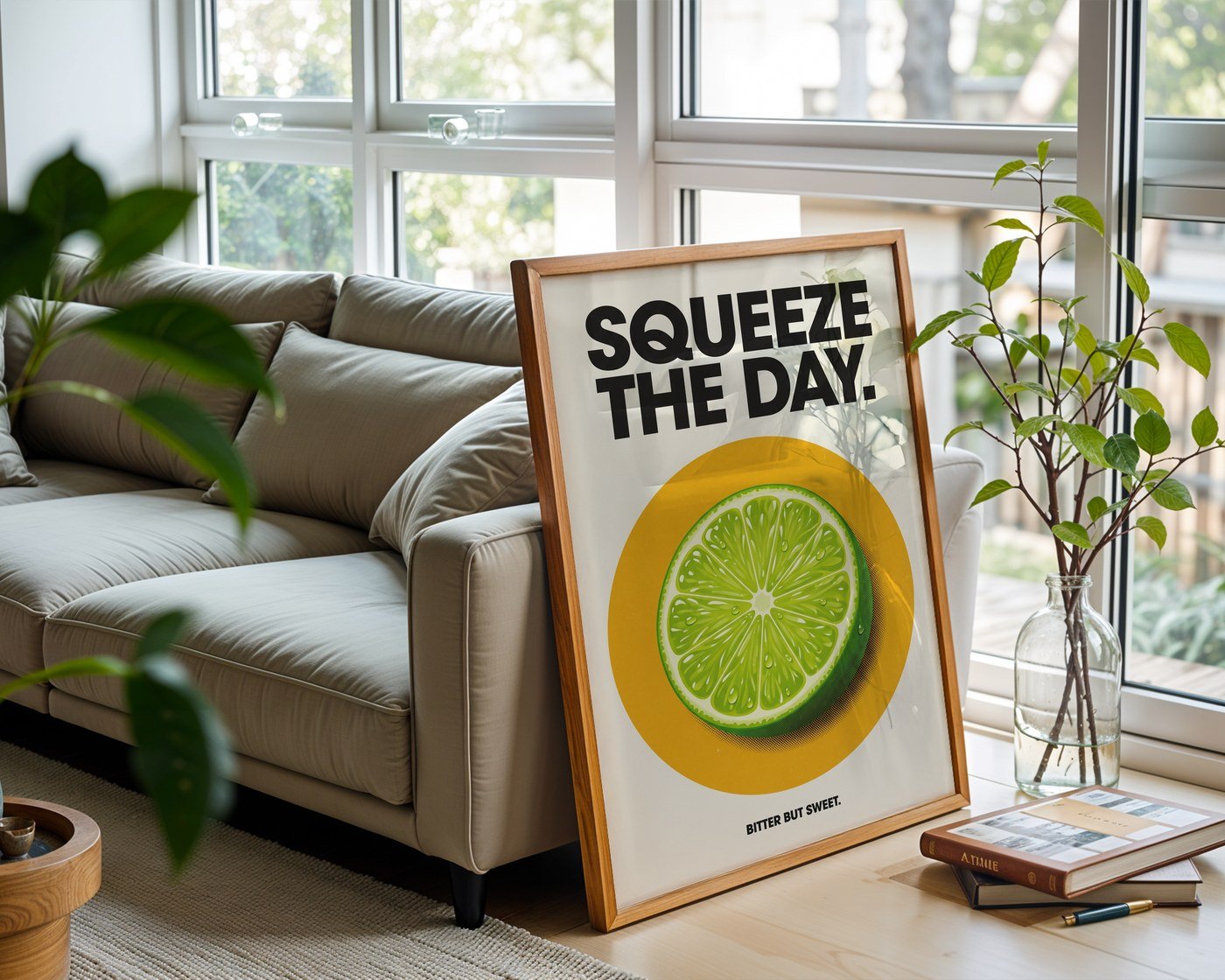 Sour Lime Poster – Vintage Retro Citrus Wall Art Print — frame-426