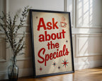 Retro Diner Specials Poster – Mid-Century Slogan Print — frame-286