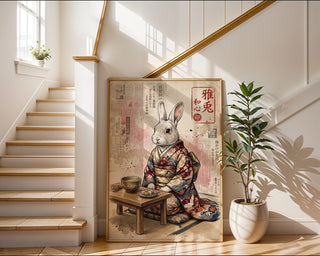 Matcha Rabbit Poster – Zen Japanese Editorial Wall Art Print — frame-267