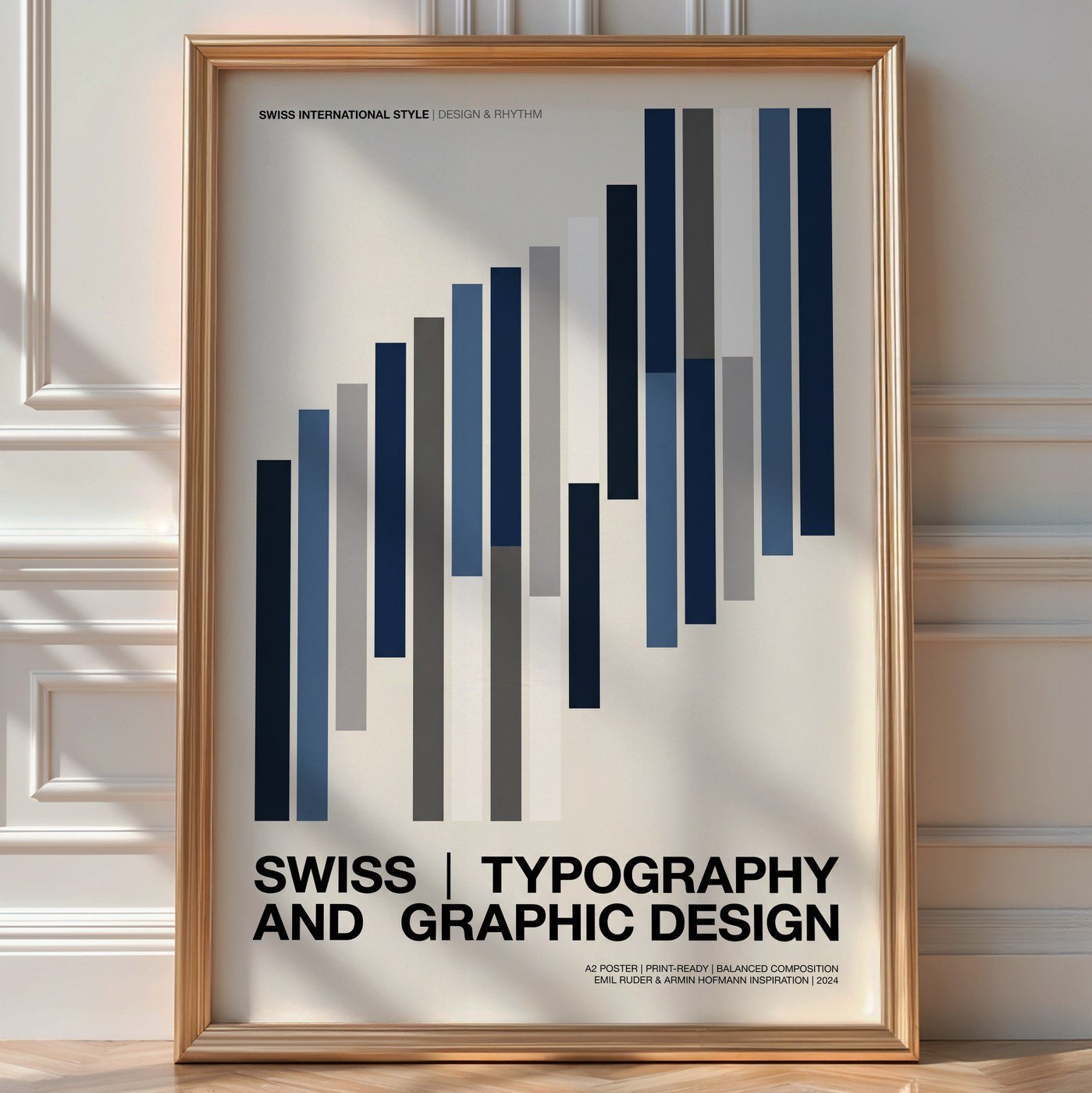 Basel Graphic Poster – Swiss Grid Abstract Wall Art — room-portrait