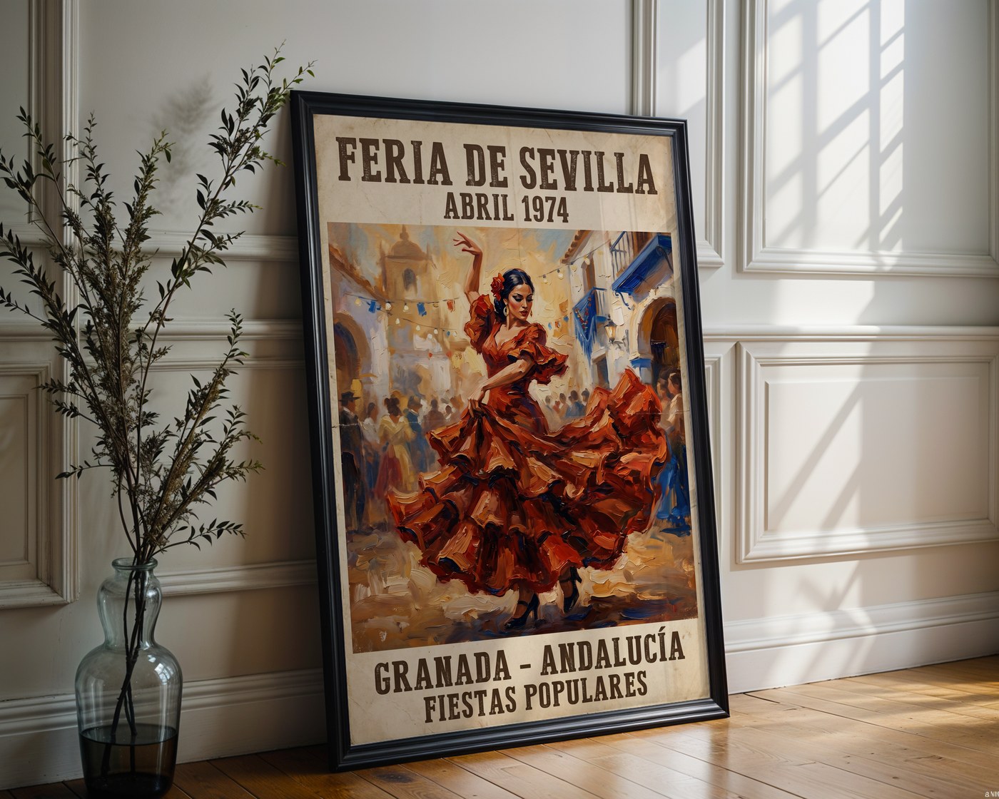 Spanish Flamenco Poster – Vintage Expressionist Wall Art — frame-286
