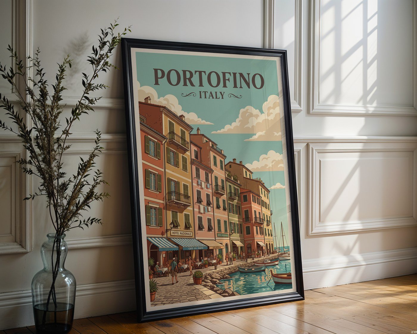 Portofino Italy Poster – Vintage Travel Art Print — frame-286