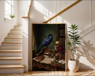 The Poet’s Raven Poster – Moody Gilded Literary Art Print — frame-267