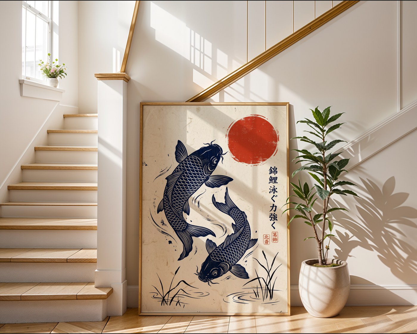 Koi Carp Poster – Japanese Woodblock Wall Art Print — frame-267