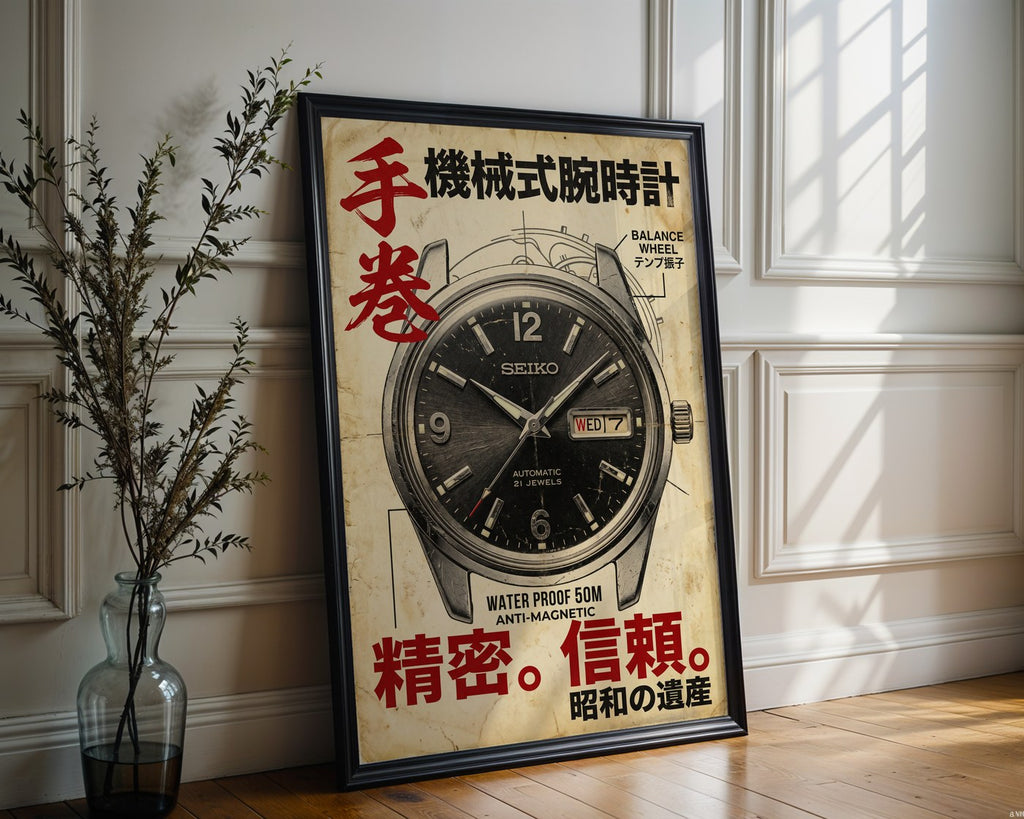 Classic Seiko Watch Poster – Japanese Minimalist Wall Art Print — frame-286