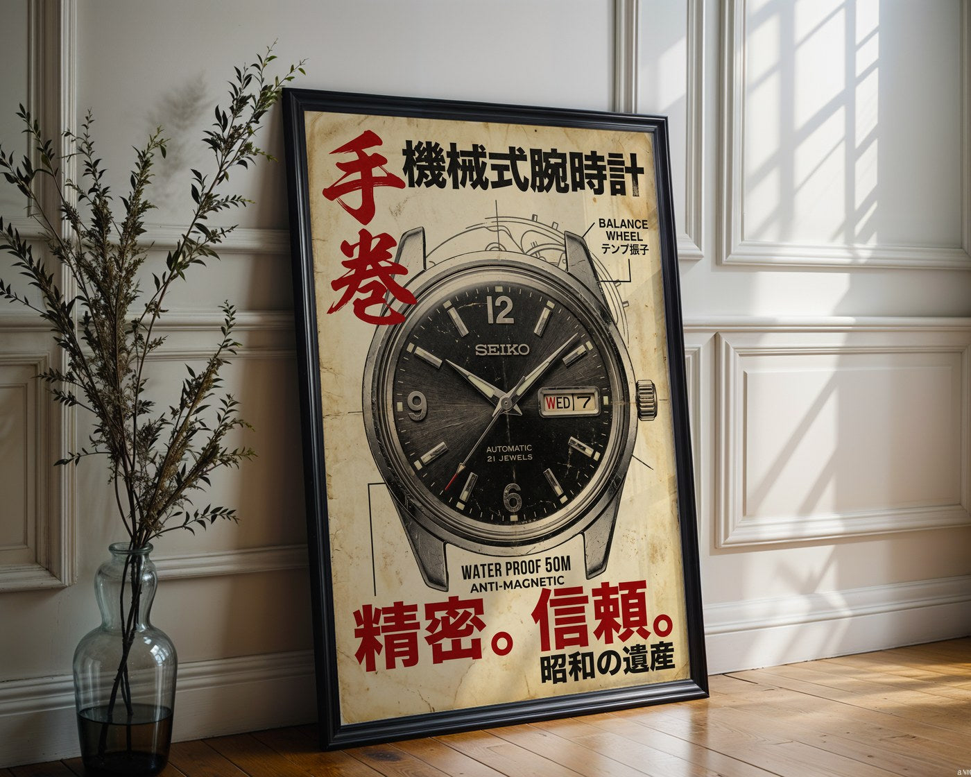 Classic Seiko Watch Poster – Japanese Minimalist Wall Art Print — frame-286