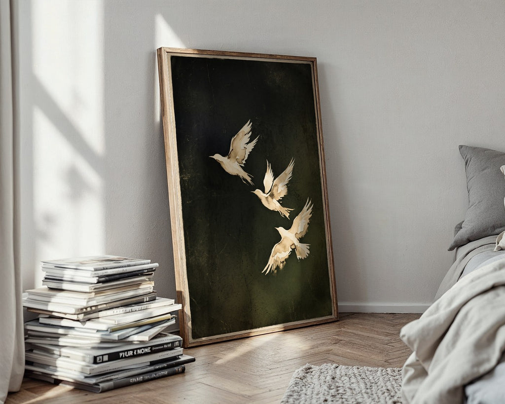 Minimalist Ink Bird Poster – Calligraphic Zen Wall Art Print — styled-wall