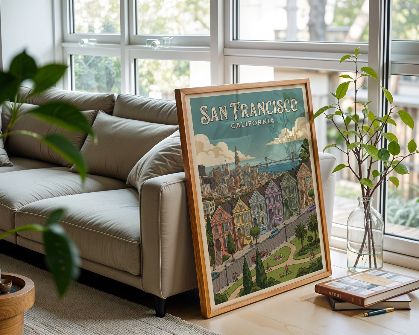 San Francisco Poster – Victorian Row House Print — frame-426