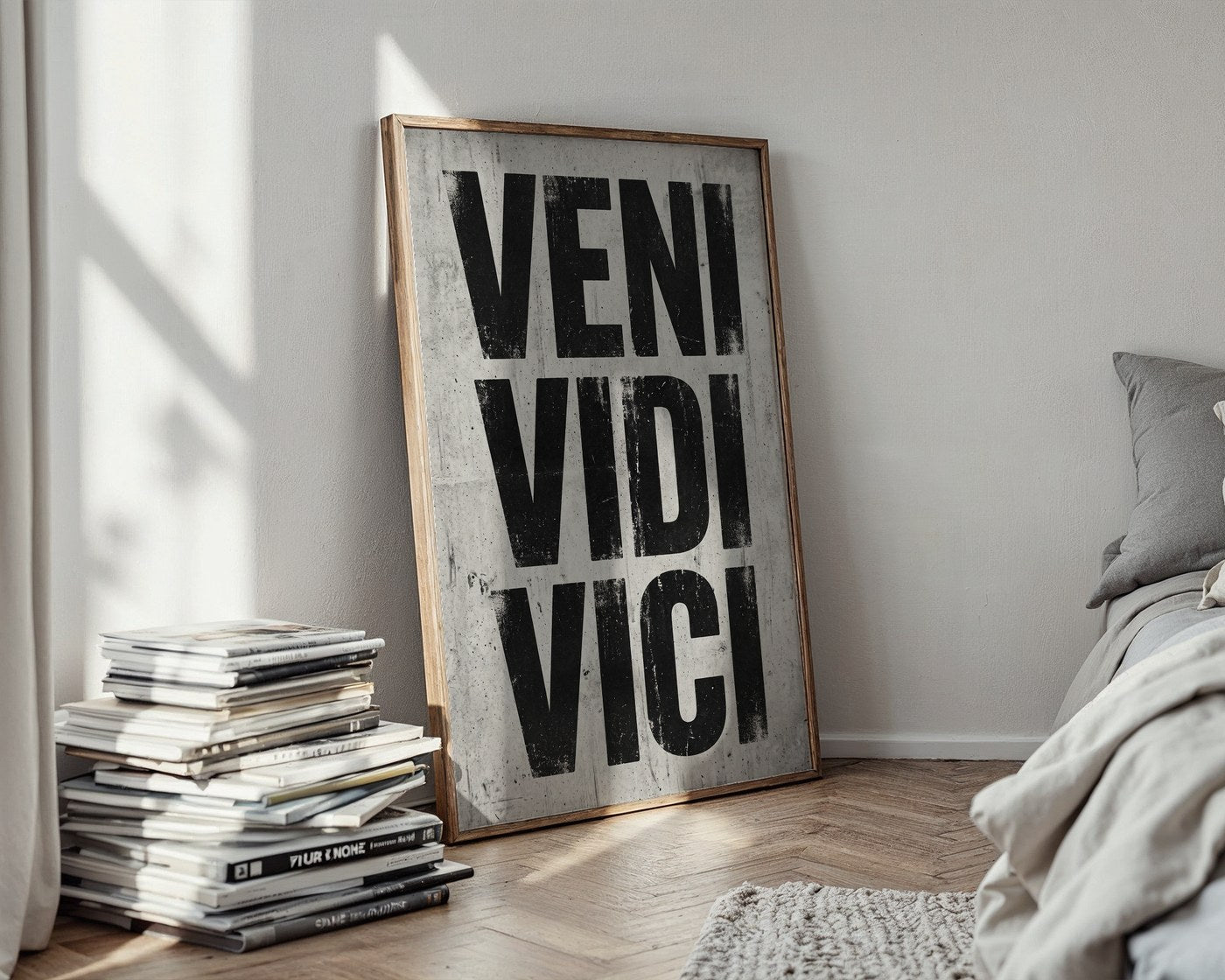 Veni Vidi Vici Poster – Brutalist Typography Wall Art Print — styled-wall
