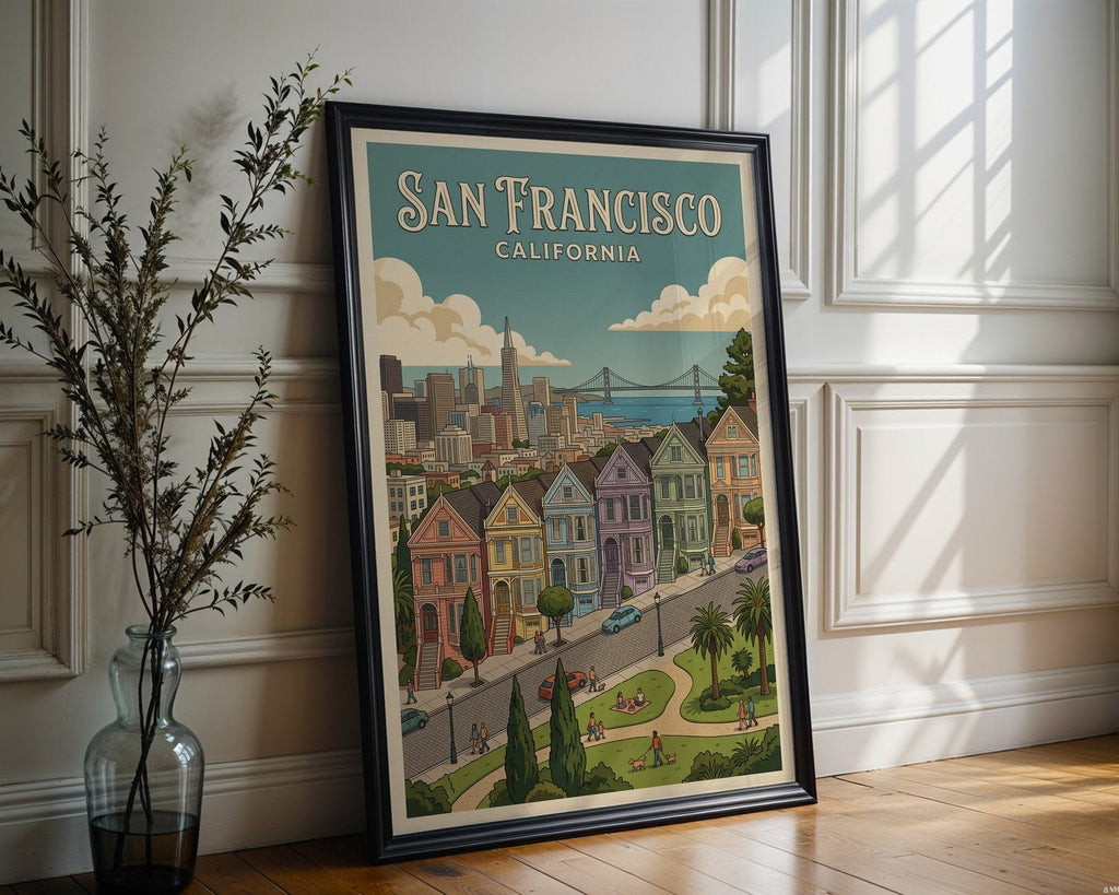 San Francisco Poster – Victorian Row House Print — frame-286