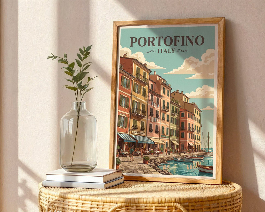 Portofino Italy Poster – Vintage Travel Art Print — frame-486