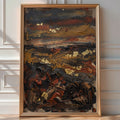 Rustic Ochre Horizon Poster – Bold Expressionist Wall Art — room-portrait