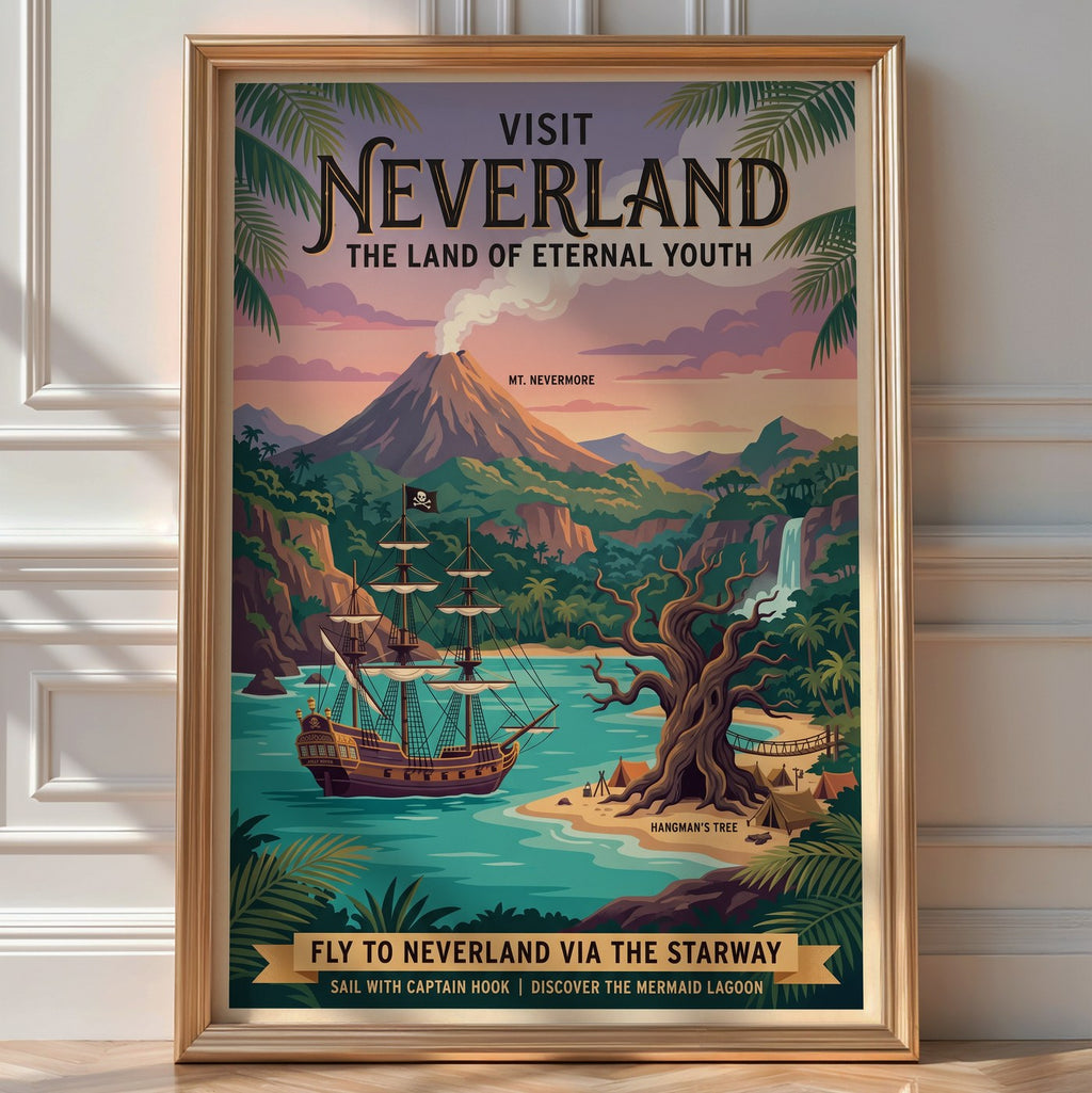 Neverland Poster – Classic Peter Pan Fantasy Wall Art Print — room-portrait