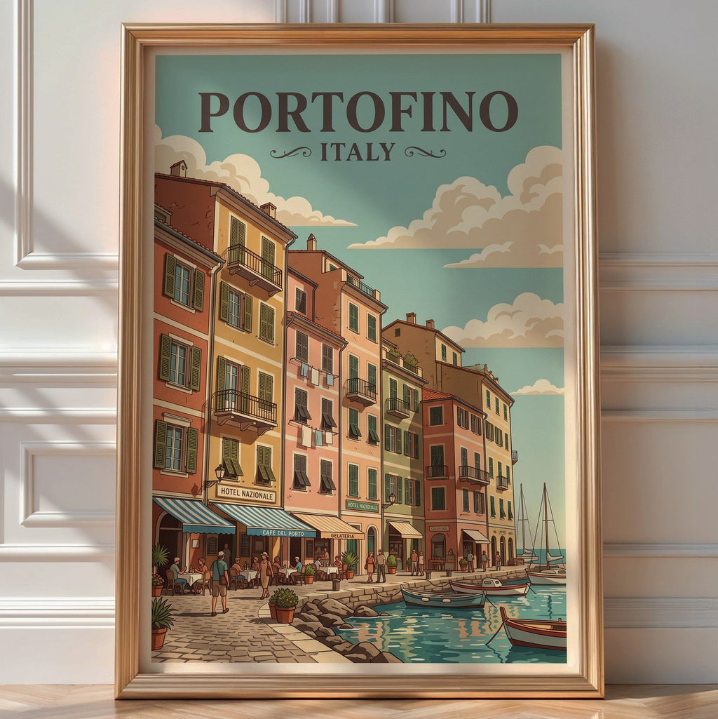 Portofino Italy Poster – Vintage Travel Art Print — room-portrait