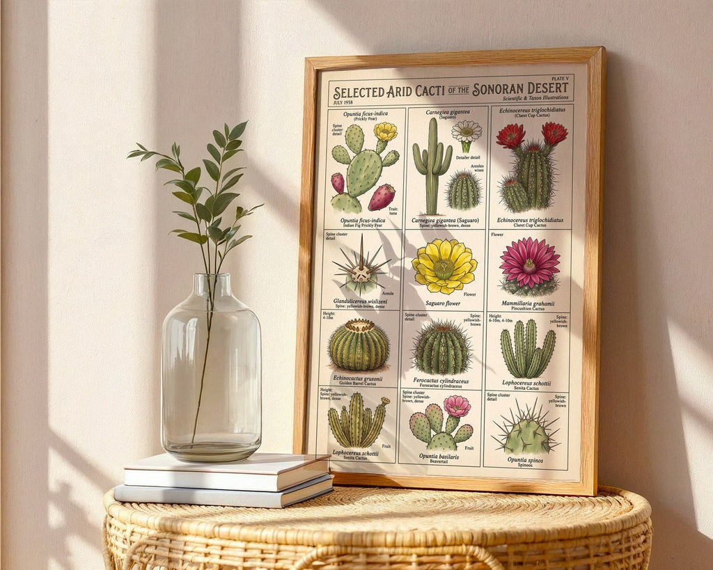 Desert Cacti Taxonomy Poster – Succulent Botanical Wall Art Print — frame-486