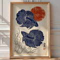 Betta Fish Poster – Japanese Linocut Wall Art Print — room-portrait