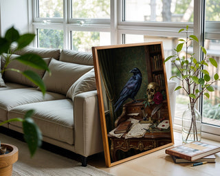 The Poet’s Raven Poster – Moody Gilded Literary Art Print — frame-426