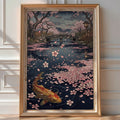 Falling Cherry Petals Poster – Vintage Japanese Woodcut Art — room-portrait
