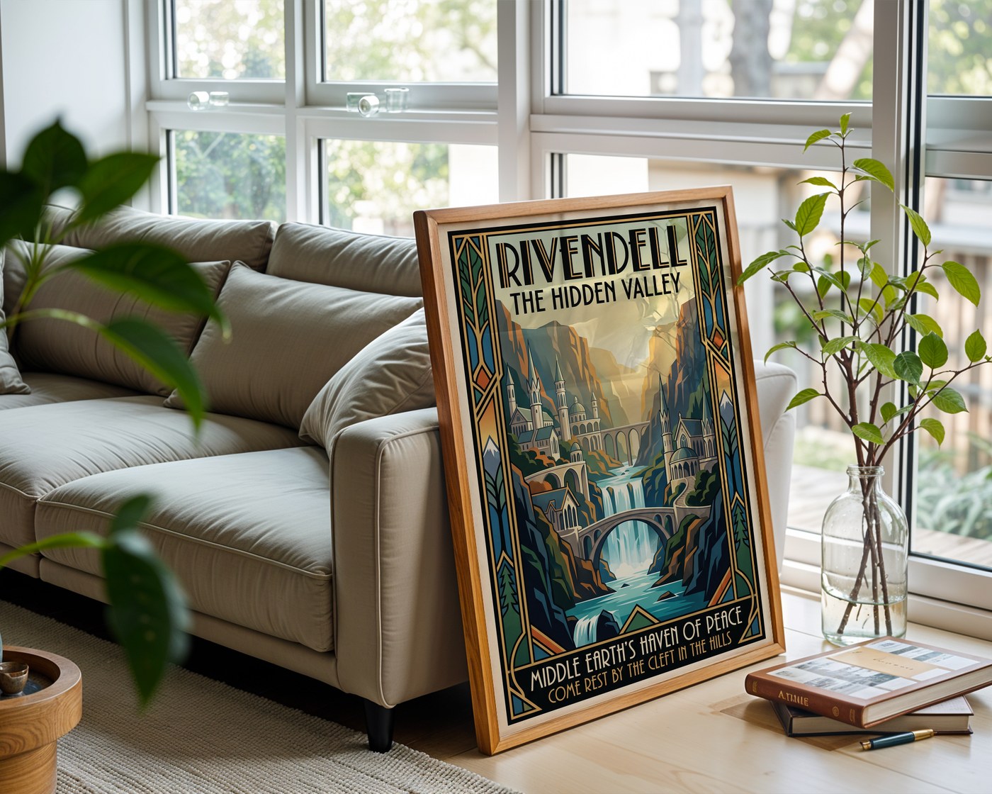 Rivendell Poster – Art Deco Fantasy Wall Art Print — frame-426