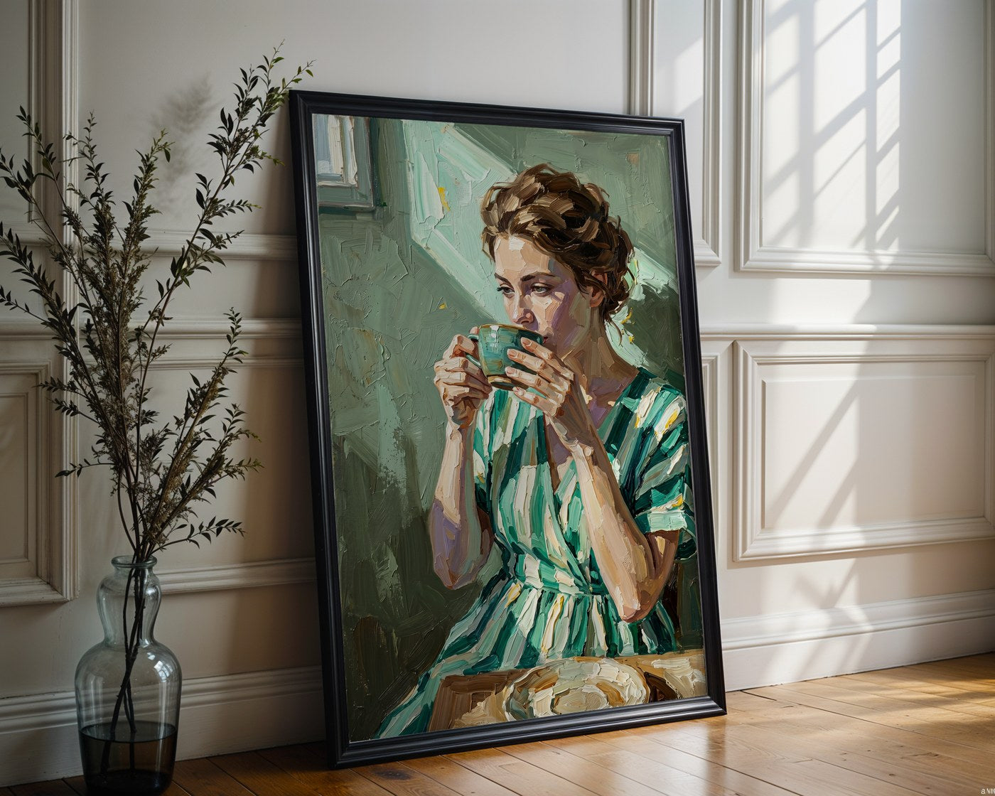 Garden Morning Tea Poster – Impressionist Summer Wall Art Print — frame-286