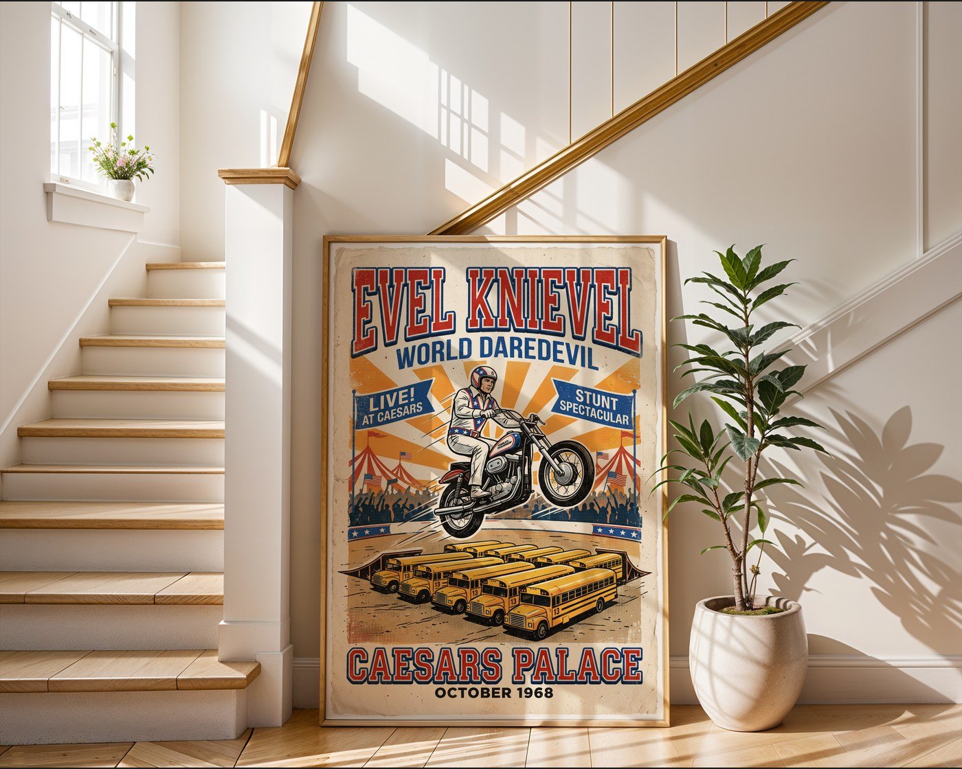 Evel Knievel 1970s Stunt Show Poster – Retro Daredevil Wall Art Print — frame-267