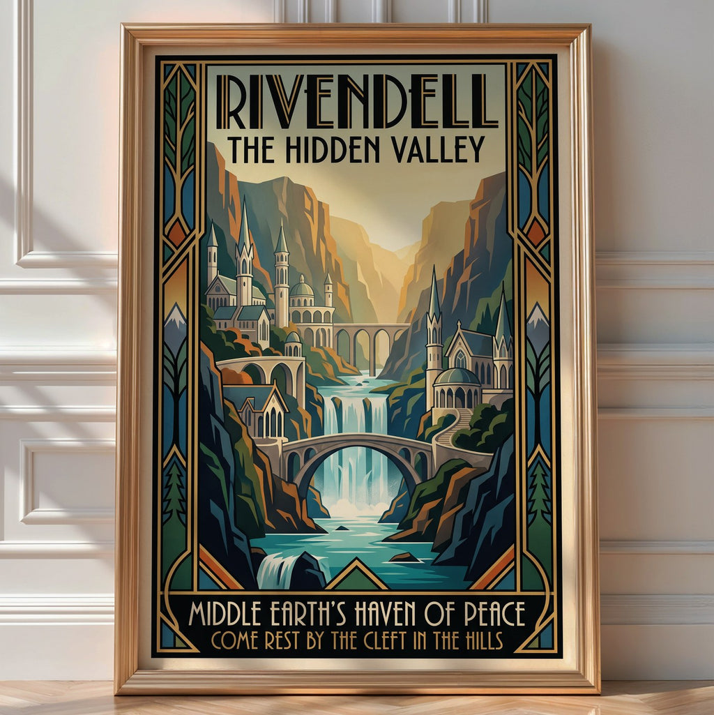 Rivendell Poster – Art Deco Fantasy Wall Art Print — room-portrait