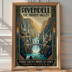Rivendell Poster – Art Deco Fantasy Wall Art Print — room-portrait