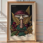 Dark Forest Fungi Poster – Jewel Tone Botanical Wall Art Print — room-portrait