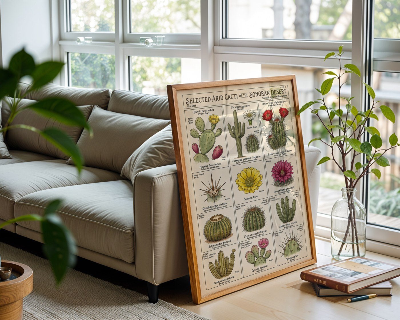 Desert Cacti Taxonomy Poster – Succulent Botanical Wall Art Print — frame-426