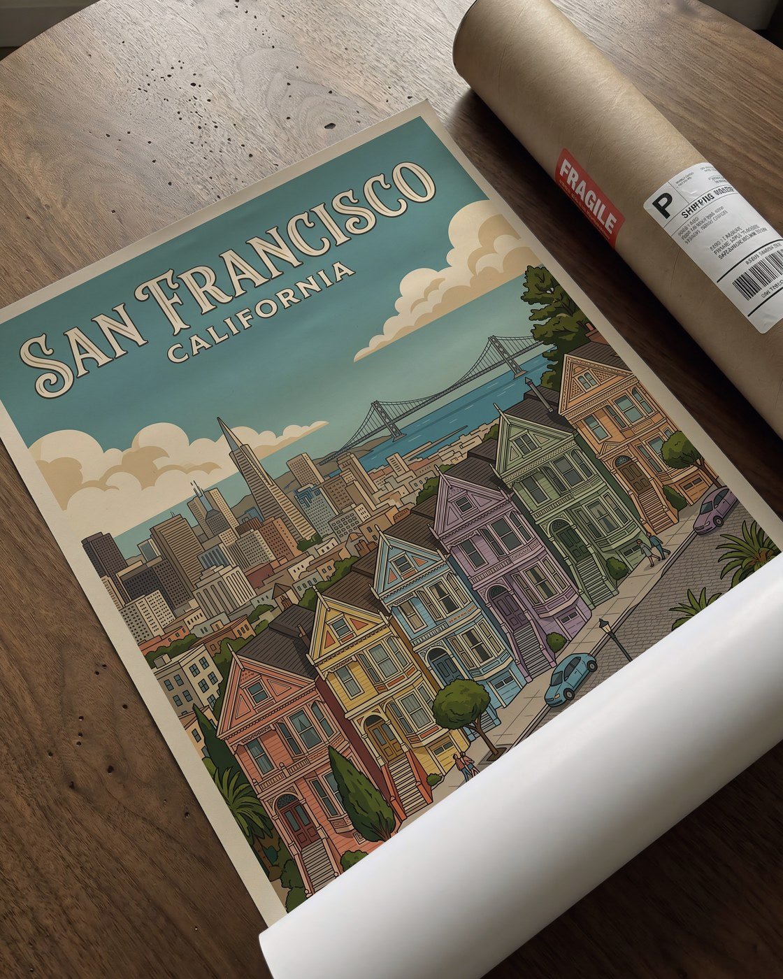 San Francisco Poster – Victorian Row House Print — barakaya-flatlay