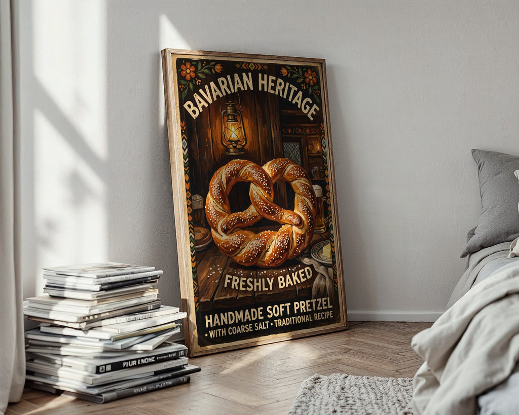 Bavarian Pretzel Poster – Rustic Culinary Kitchen Wall Art — styled-wall