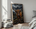 Highland Cow Poster – Moody Scottish Landscape Wall Art Print — styled-wall