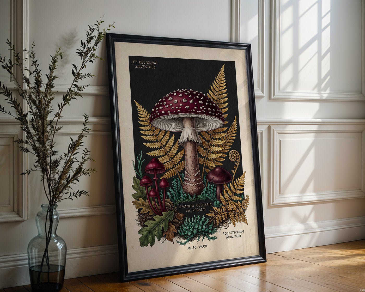 Dark Forest Fungi Poster – Jewel Tone Botanical Wall Art Print — frame-286