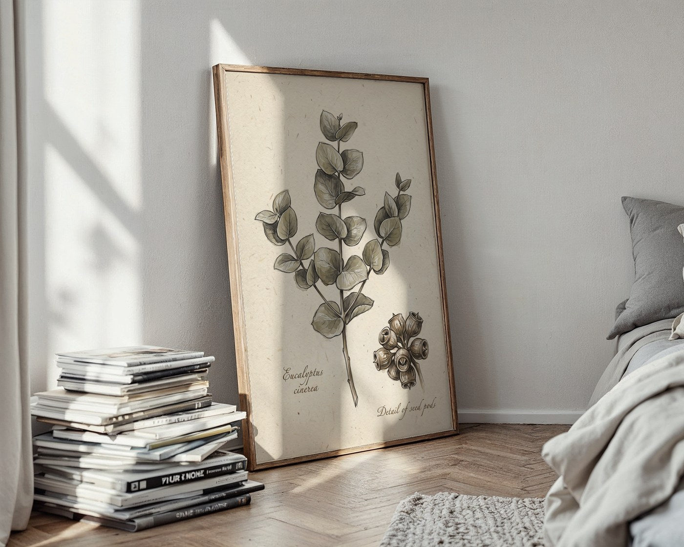 Eucalyptus Macro Poster – Vintage Botanical Illustration Wall Art — styled-wall