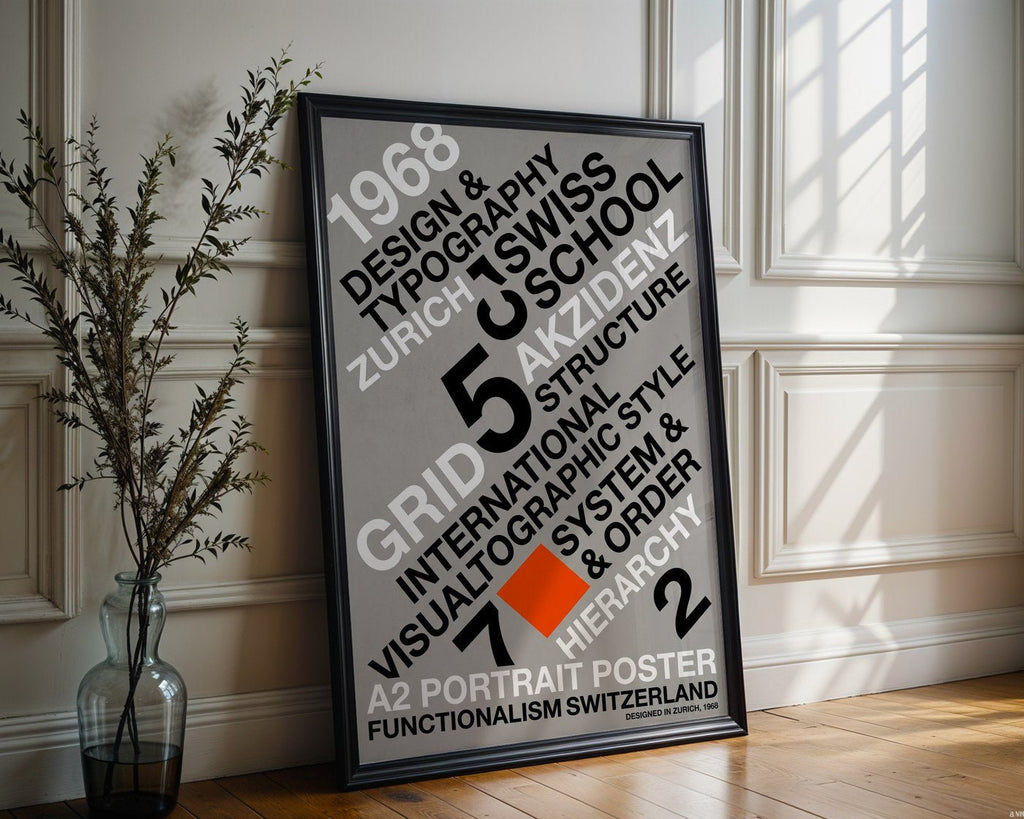 Swiss Typographic Poster – Minimalist Helvetica Wall Art — frame-286