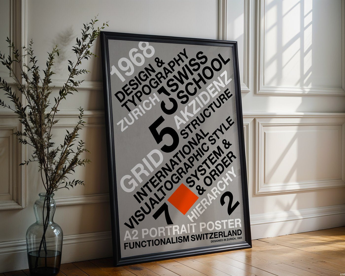 Swiss Typographic Poster – Minimalist Helvetica Wall Art — frame-286