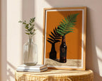 Guinness Bottle and Fern Poster – Retro Botanical Wall Art Print — frame-486
