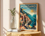 Positano Sunset Poster – Art Deco Amalfi Wall Art Print — frame-486