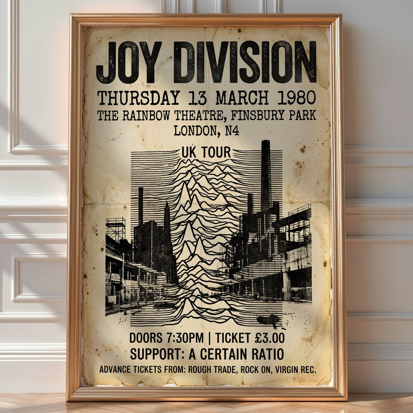 Joy Division London 1980 Poster – Post-Punk Wall Art Print — room-portrait