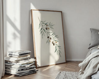 Ancient Olive Branch Poster – Minimalist Botanical Wall Art Print — styled-wall
