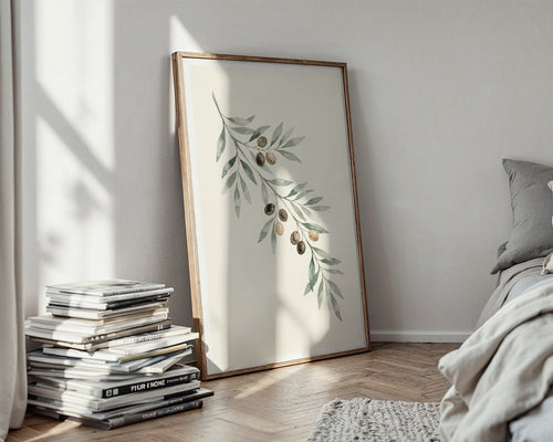 Ancient Olive Branch Poster – Minimalist Botanical Wall Art Print — styled-wall