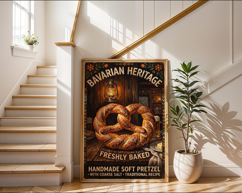 Bavarian Pretzel Poster – Rustic Culinary Kitchen Wall Art — frame-267