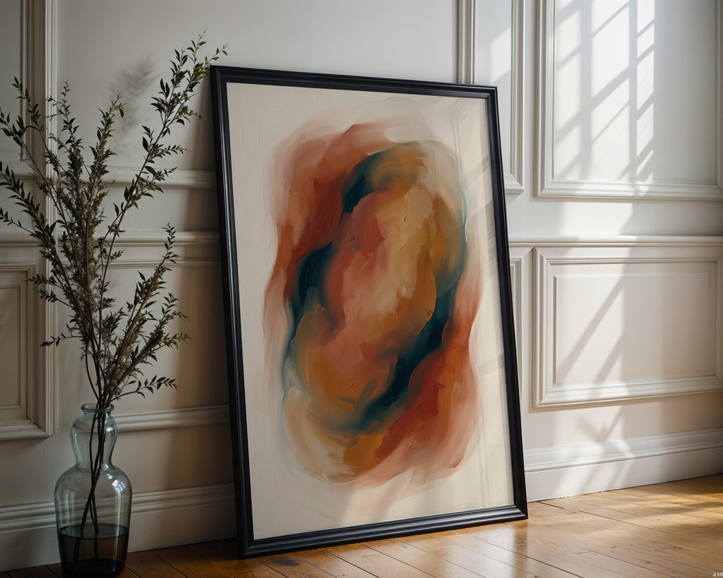Terracotta & Teal Abstract – Warm Colour-Field Wall Art — frame-286