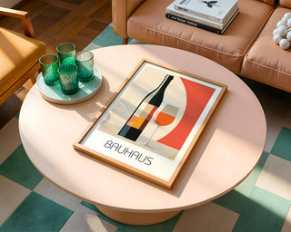 Vin de Bauhaus Poster – Modern Wine Bottle & Glass Wall Art - Just Great Posters