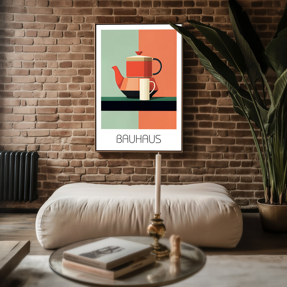 Modernist Teapot Bauhaus Poster – Retro Kitchen Wall Art in Bold Shapes - Just Great Posters